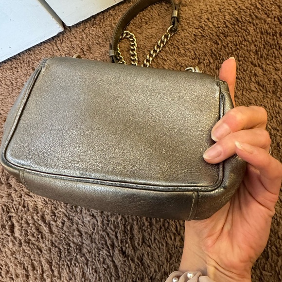 Ralph Lauren Collection Chain Strap Mini Ricky Shoulder Bag Metallic Pewter - Picture 8 of 13